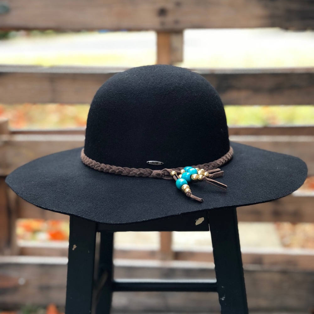Black Felt Floppy Sun Hat